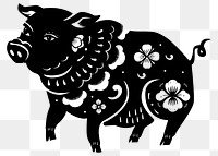 Pig year black png traditional Chinese zodiac sign sticker