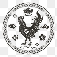 Chinese rooster animal badge png black new year design element