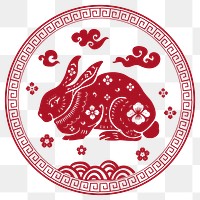 Chinese rabbit animal badge png red new year design element