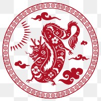 Chinese New Year dragon png badge red animal zodiac sign