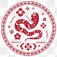 Snake year red badge png traditional Chinese zodiac sign