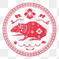 Year of rat badge png red Chinese horoscope animal