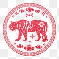 Year of tiger badge png red Chinese horoscope animal