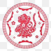 Monkey year red badge png traditional Chinese zodiac sign