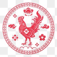 Year of rooster badge png red Chinese horoscope animal