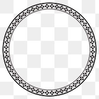 Png frame Chinese traditional sakura pattern in black circle