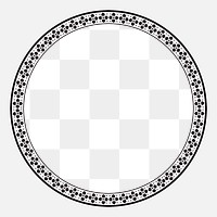 Png frame Chinese traditional sakura pattern in black circle