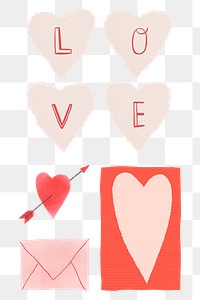 Spread the love png doodle design elements set