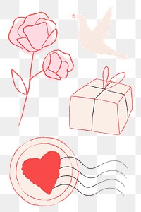 Love messenger stickers set png in transparent background 