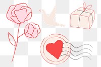 Love messenger stickers collection png in transparent background