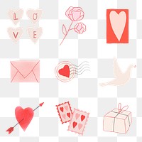 Lovely decorations for valentine png social media set