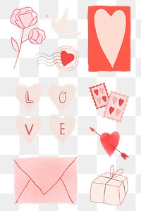 Lovely decorations for Valentine png transparent set<br /> 