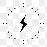 Black PNG charging icon lightning for technology device