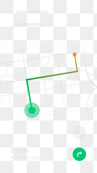Png car navigation map screen from your location to destination