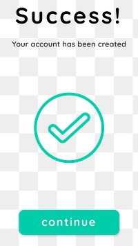 Png success sign up registration screen for smartphone