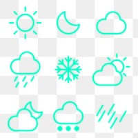 PNG weather icon in neon green set