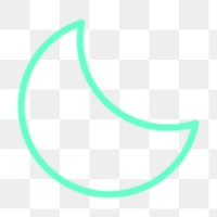 Neon crescent moon png icon sticker, transparent background