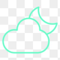 Night png cloud and moon icon sticker, transparent background