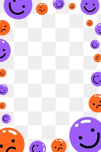 PNG frame cute multiple emojis in vivid purple and red