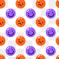 PNG pattern happy and sad emoji in funky bright colors