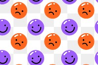 PNG pattern happy and sad emoji in funky bright colors