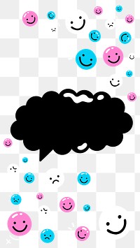 Png black speech bubble with emoticon stickers