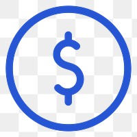 Png currency social media icon in blue minimal line
