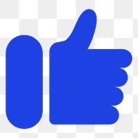 Png thumbs up like icon for social media app blue flat style