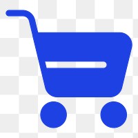 Png shopping cart blue icon for social media app flat style