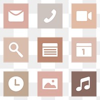 PNG simple flat app icons in earth tone for mobile phone set