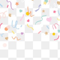 Png border with cute confetti pattern transparent background