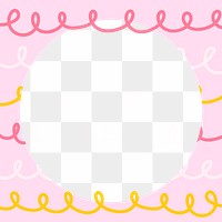 Png pink doodle frame with transparent background