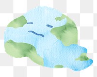 Watercolor png melting earth design element
