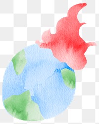 Png global warming design element in watercolor illustration