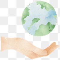 Earth png hand holding our planet design element