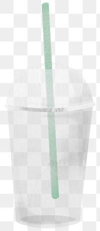 Png plastic cup with green straw design element