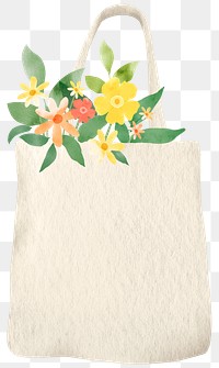 Png cloth bag with flowers design element