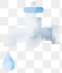 Png tap water design element in watercolor illustration