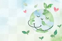 Png love earth watercolor background with globe hugging itself illustration