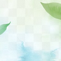 Png environment background with leaf border in watercolor illustration  