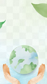 Png environment conservation watercolor background with hands protecting the world illustration                                                                