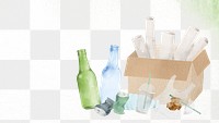 Png waste recycling background to save environment in watercolor illustration