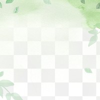 Png environment background with leaf border in watercolor illustration     