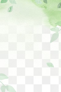 Png environment background with leaf border in watercolor illustration     