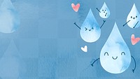 Png background cute water droplets in watercolor illustration