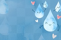 Png background cute water droplets in watercolor illustration