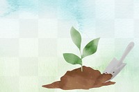 Png planting tree watercolor background eco-friendly illustration