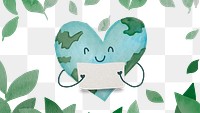 Png environment conservation watercolor background with globe in heart-shape illustration   