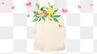 Png eco-friendly background with flowers in tote bag illustration         