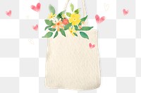 Png eco-friendly background with flowers in tote bag illustration         